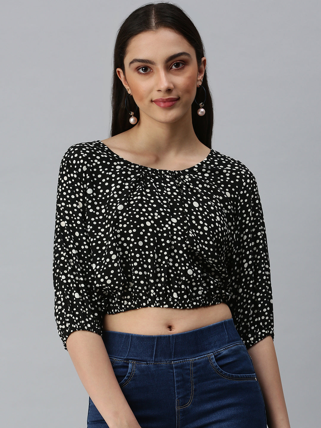 Women's Embroidered Black Top