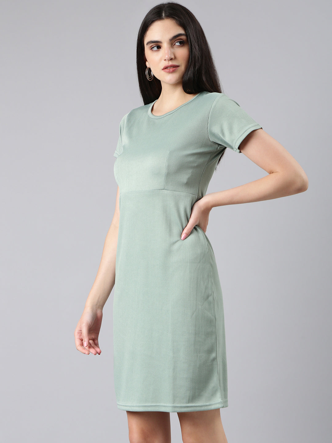 Women Sea Green Solid Bodycon Dress