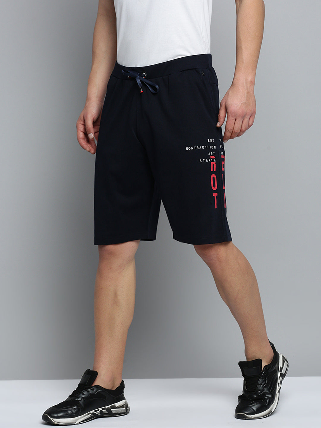 Men Navy Solid Sports Shorts