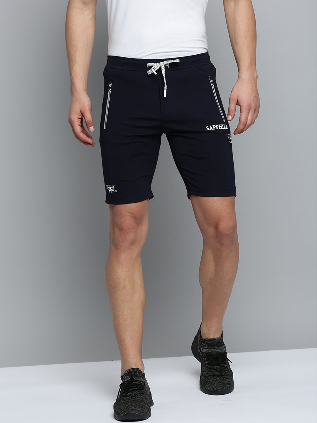 Men Navy Solid Sports Shorts