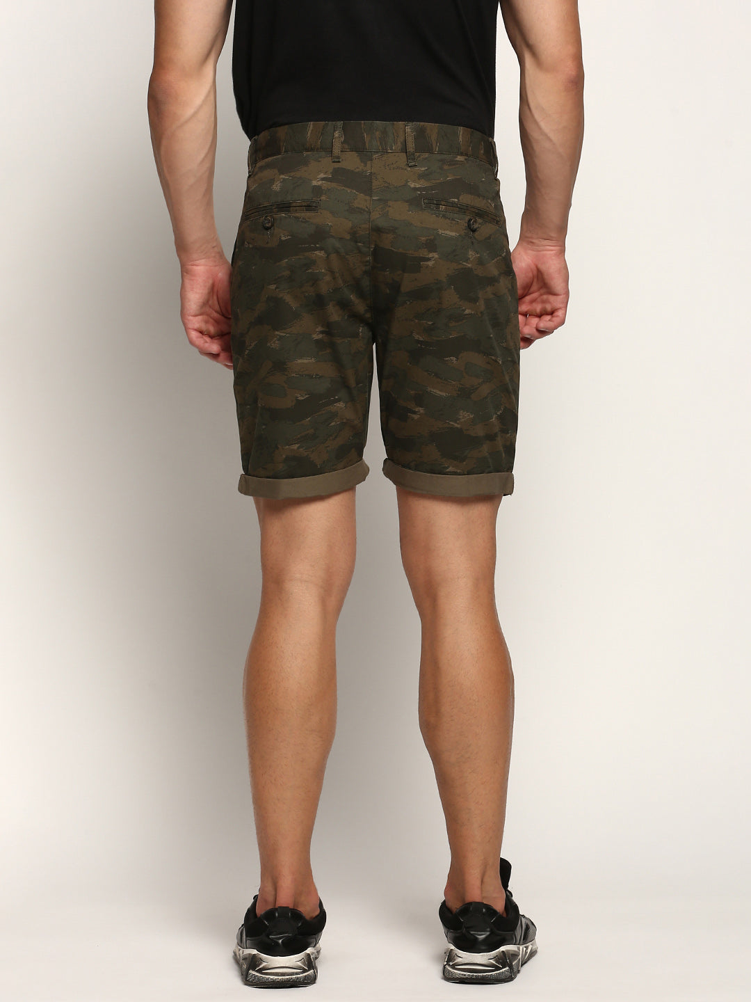 Men Green Camouflage Shorts