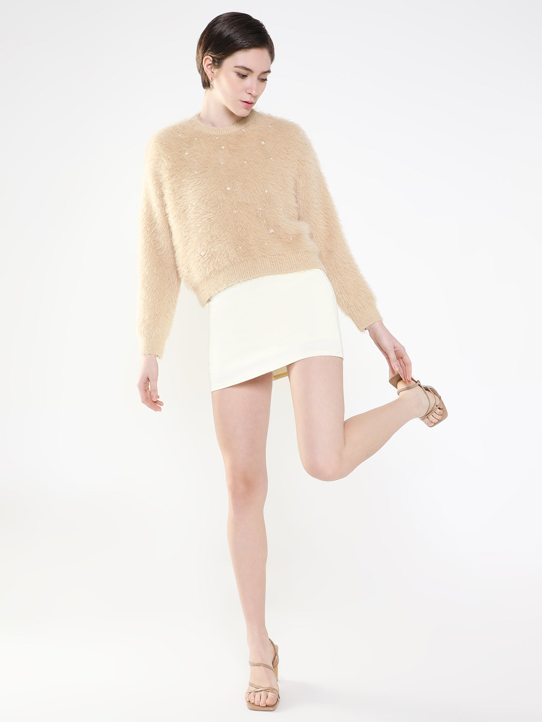 Women Solid Beige Cardigan