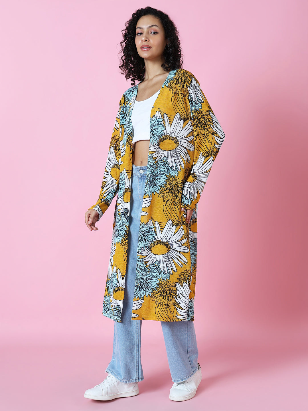 Women Printed Mustard Shrug