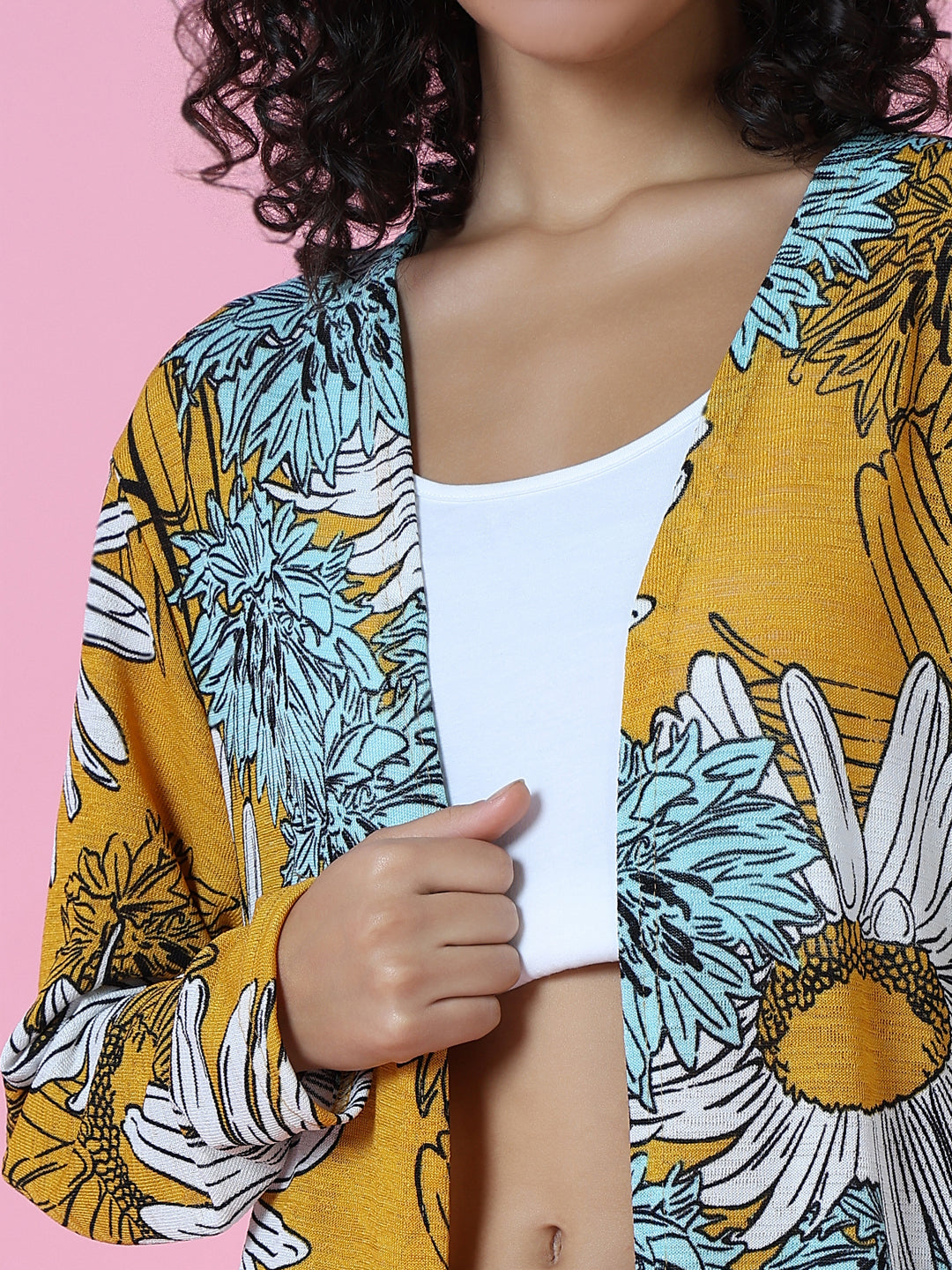 Women Printed Mustard Shrug