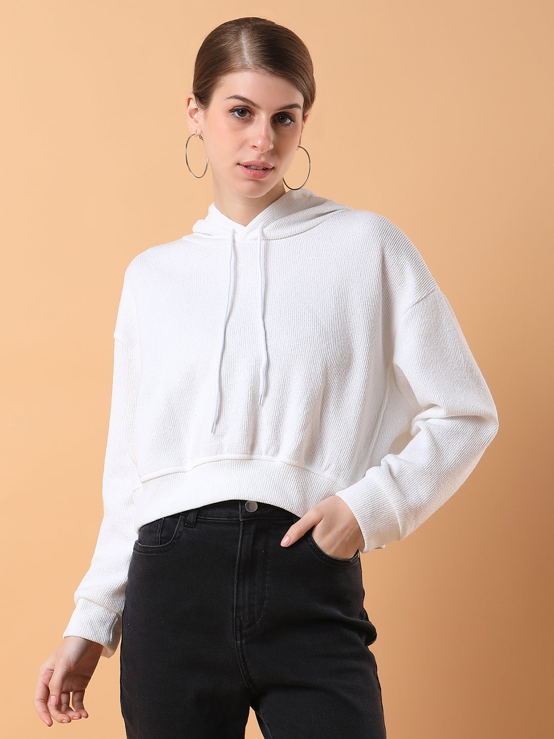 Women Solid White Pullover