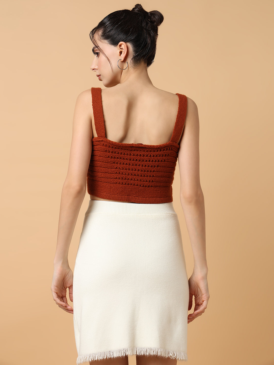 Women Solid Bralette Rust Crop Top