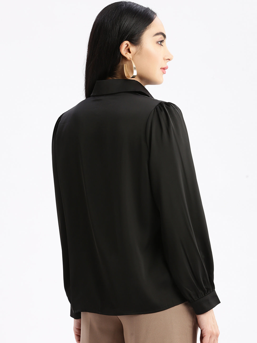 Women Solid Black Shirt