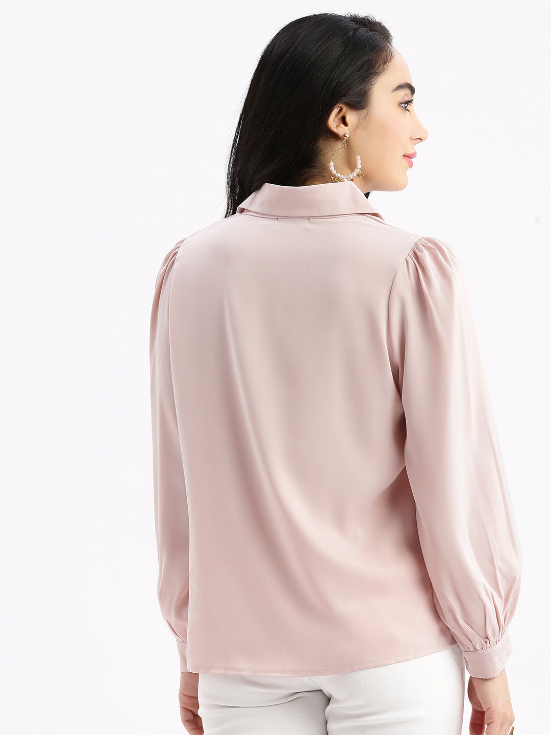 Women Solid Peach Shirt