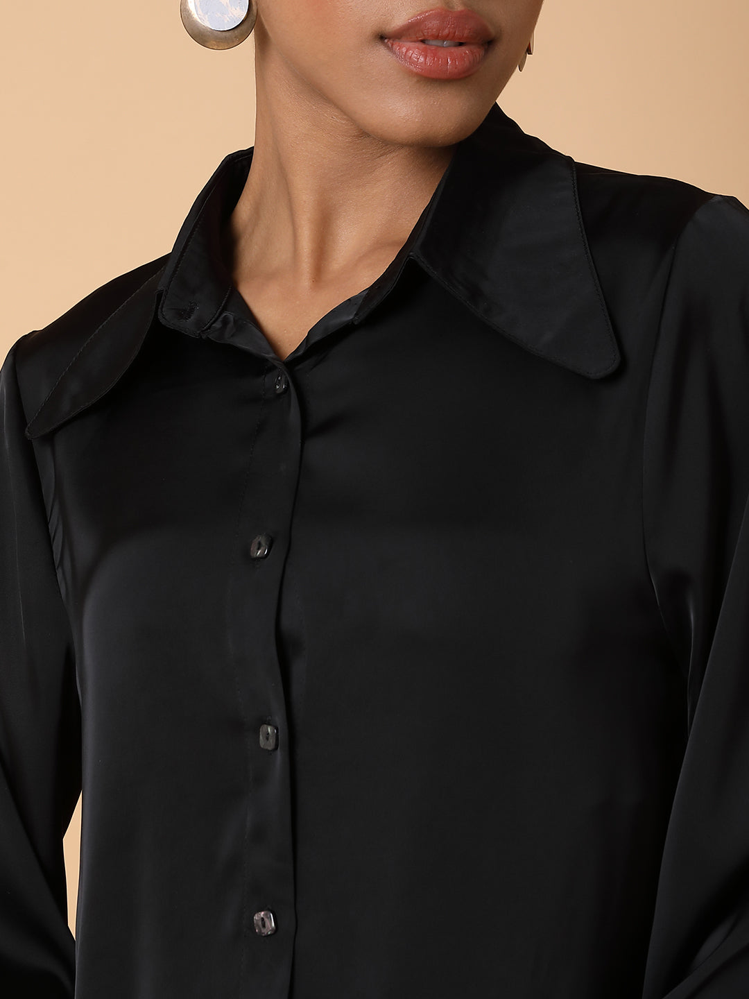 Women Solid Black Shirt