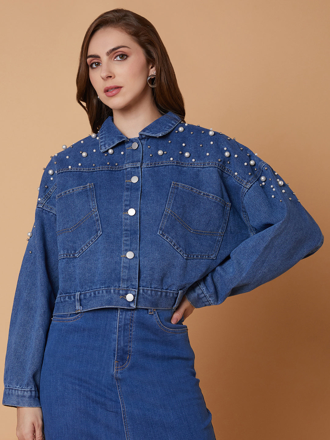 Women Oversized Blue Denim Jacket