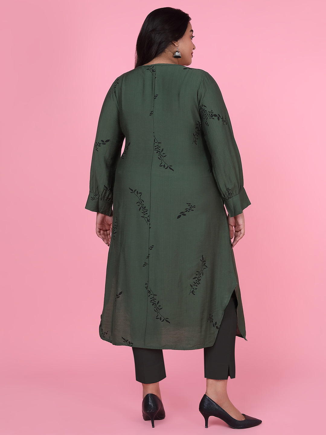 Women Floral Straight Green Kurta