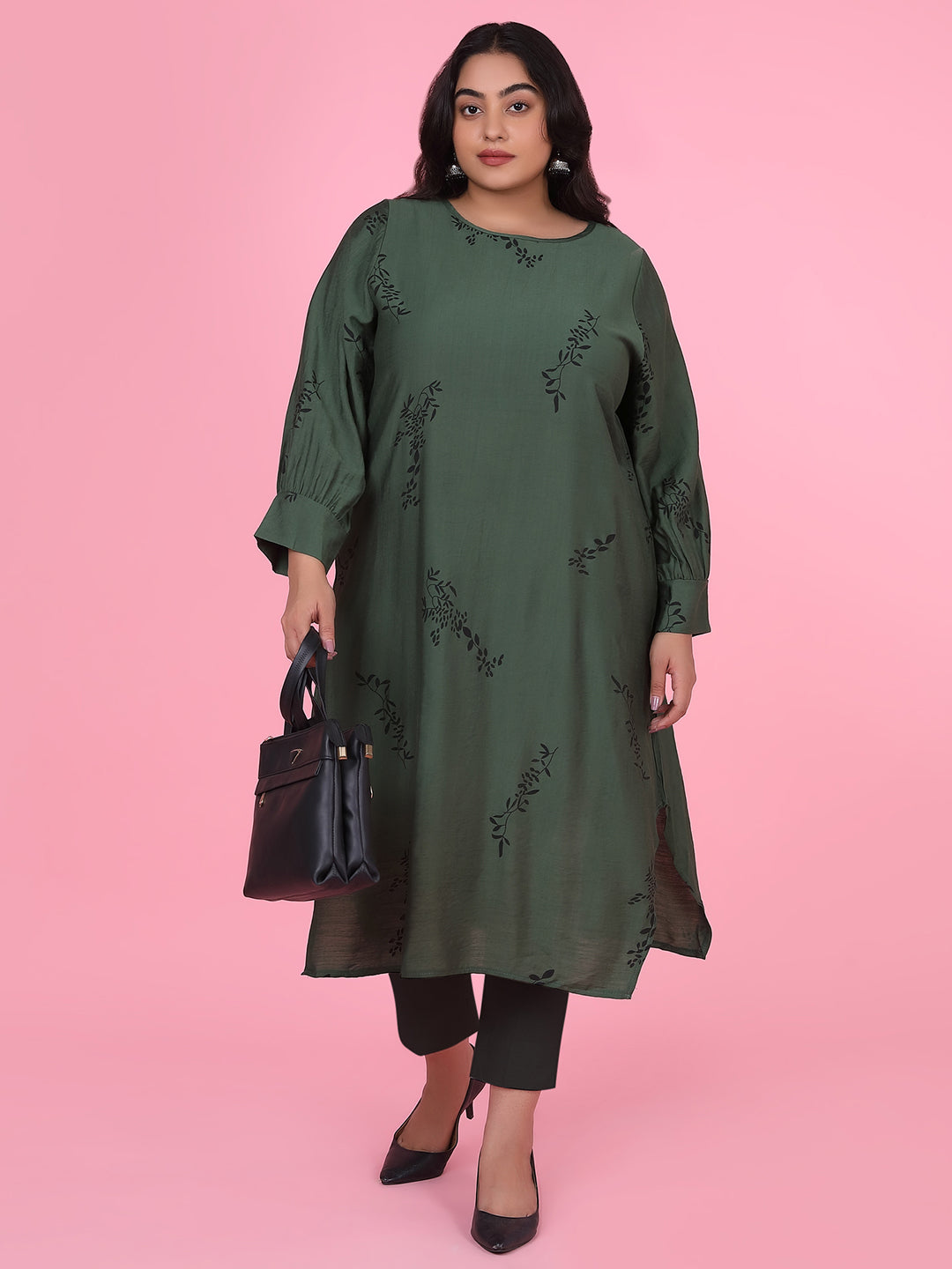 Women Floral Straight Green Kurta