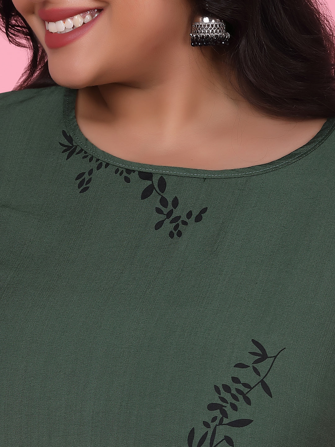 Women Floral Straight Green Kurta