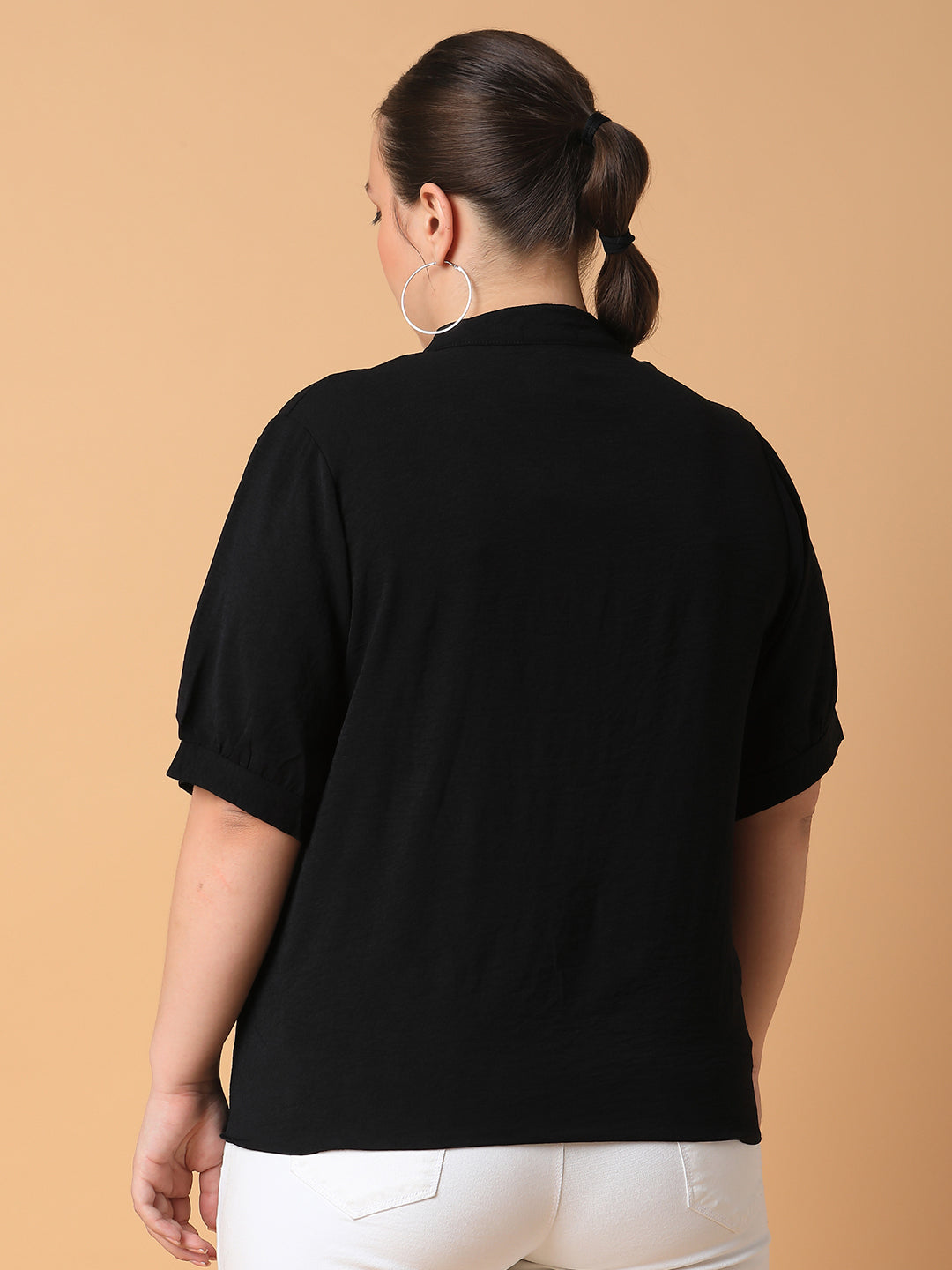 Women Solid Black Top