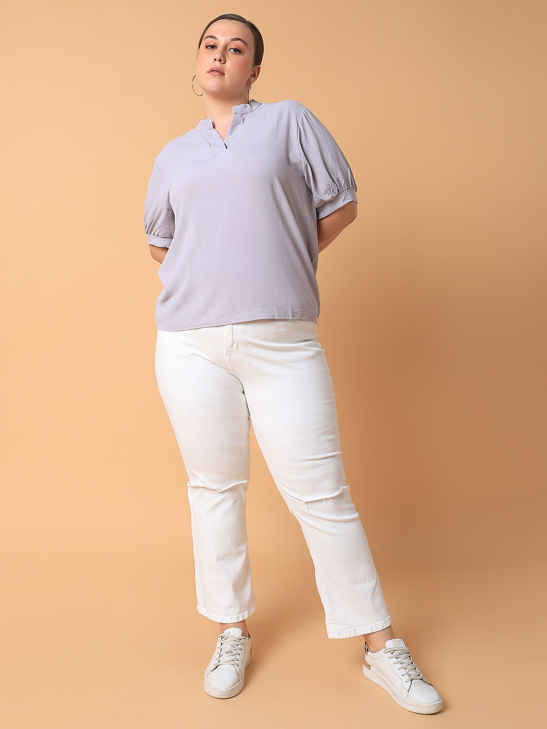 Women Solid Lavender Top