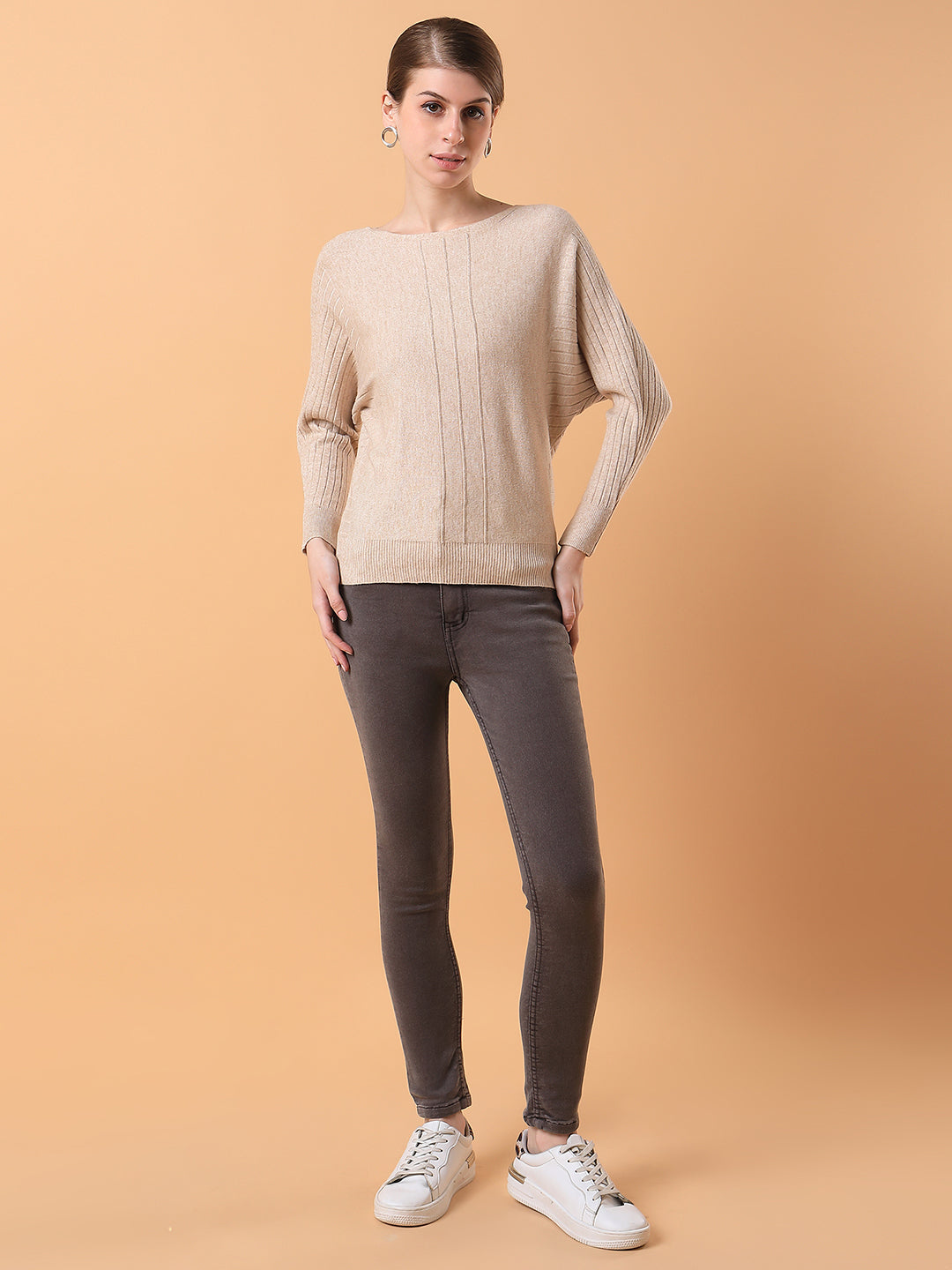 Women Solid Beige Top