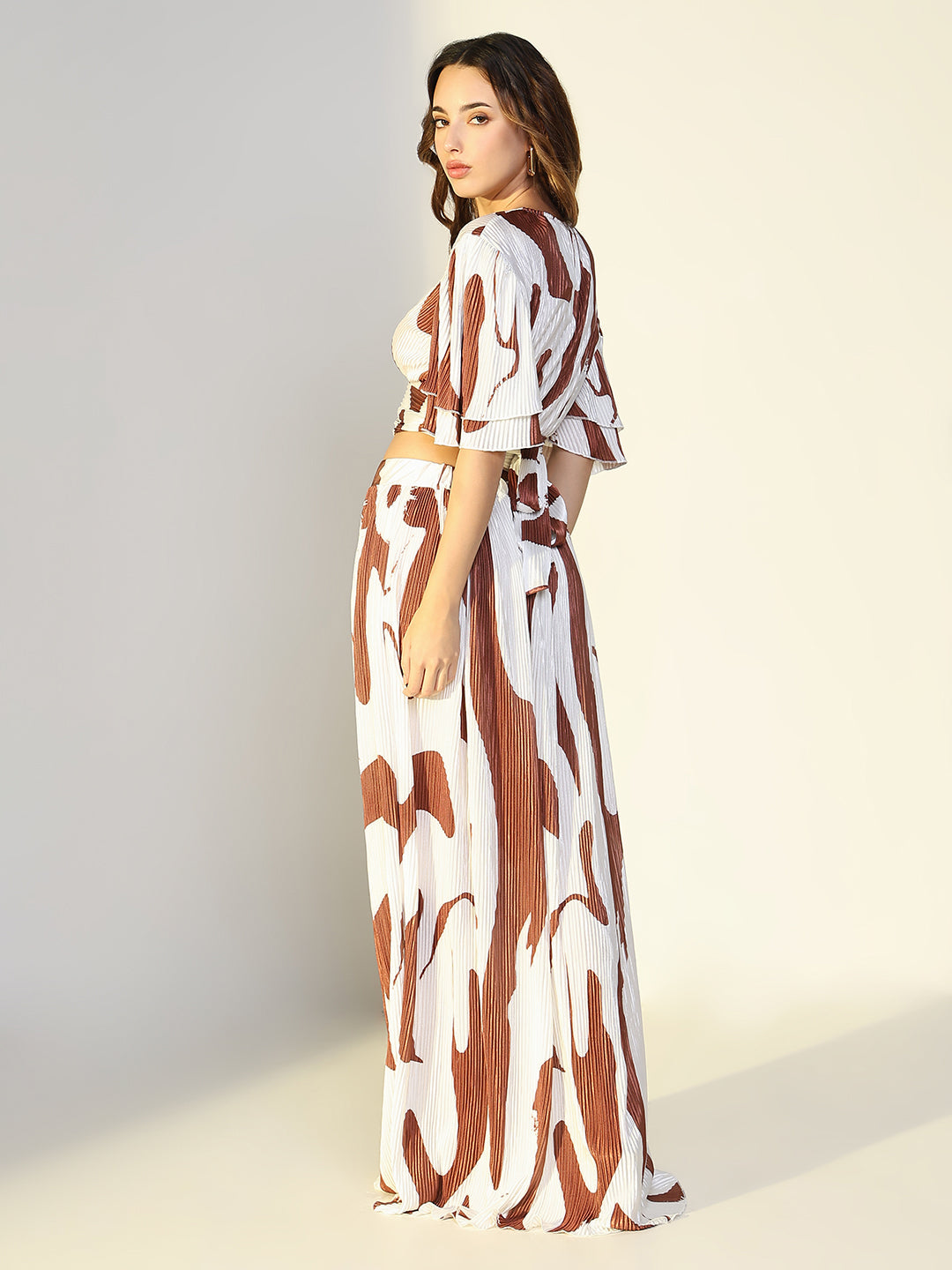 Women Brown Printed Co Ords Set