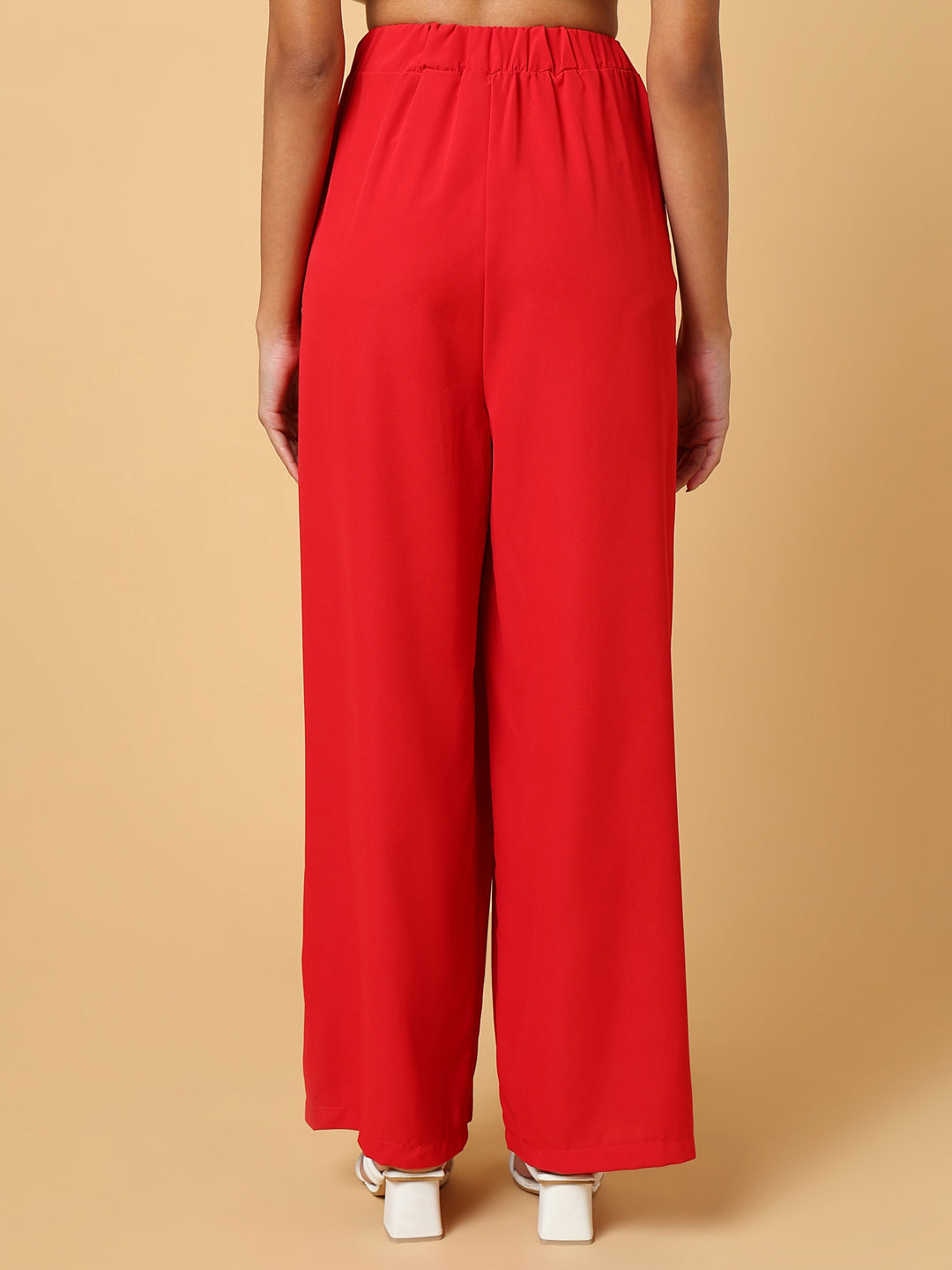 Women Solid Red Trouser