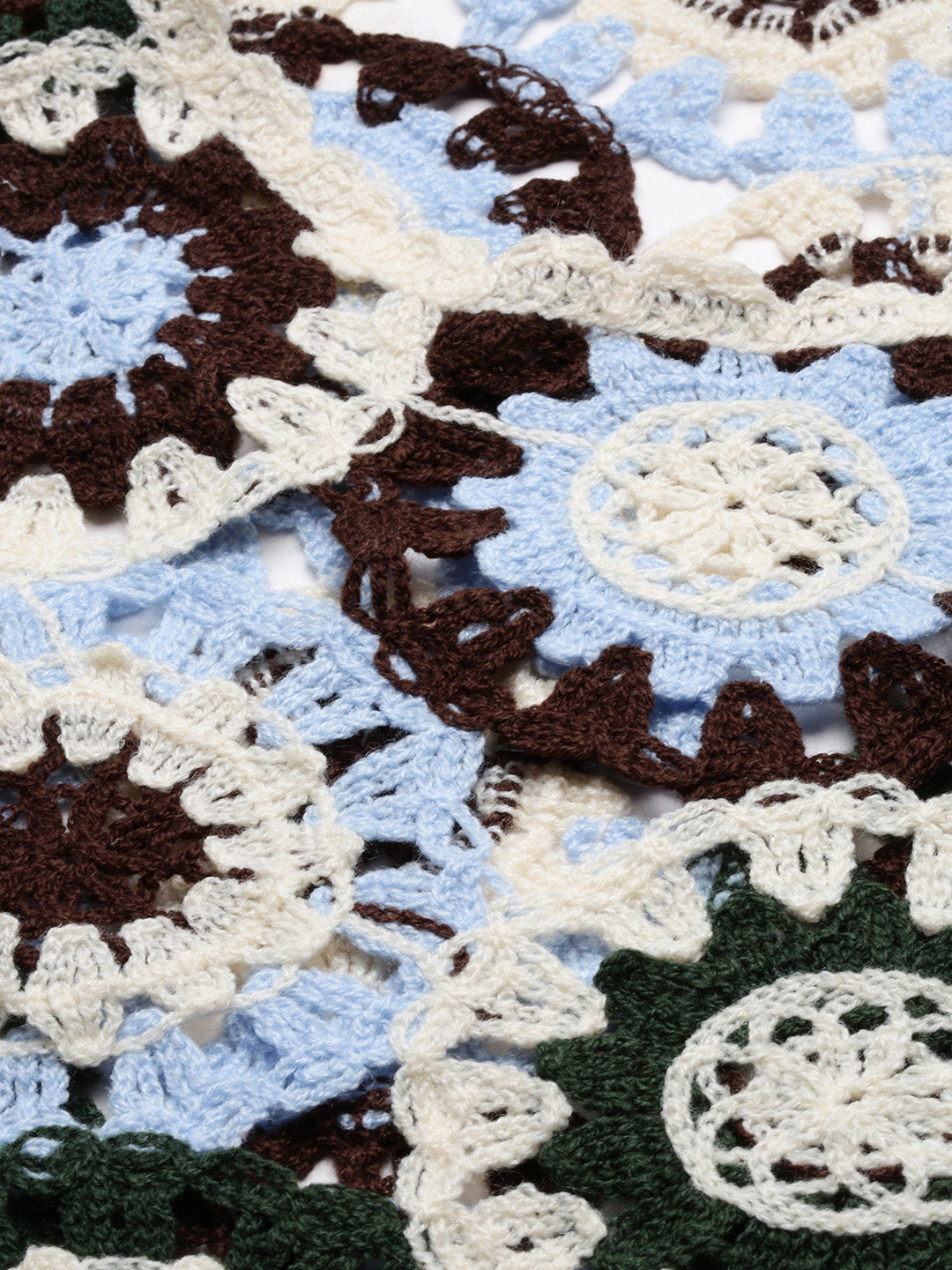 Women Self Design Blue Crochet Crop Top
