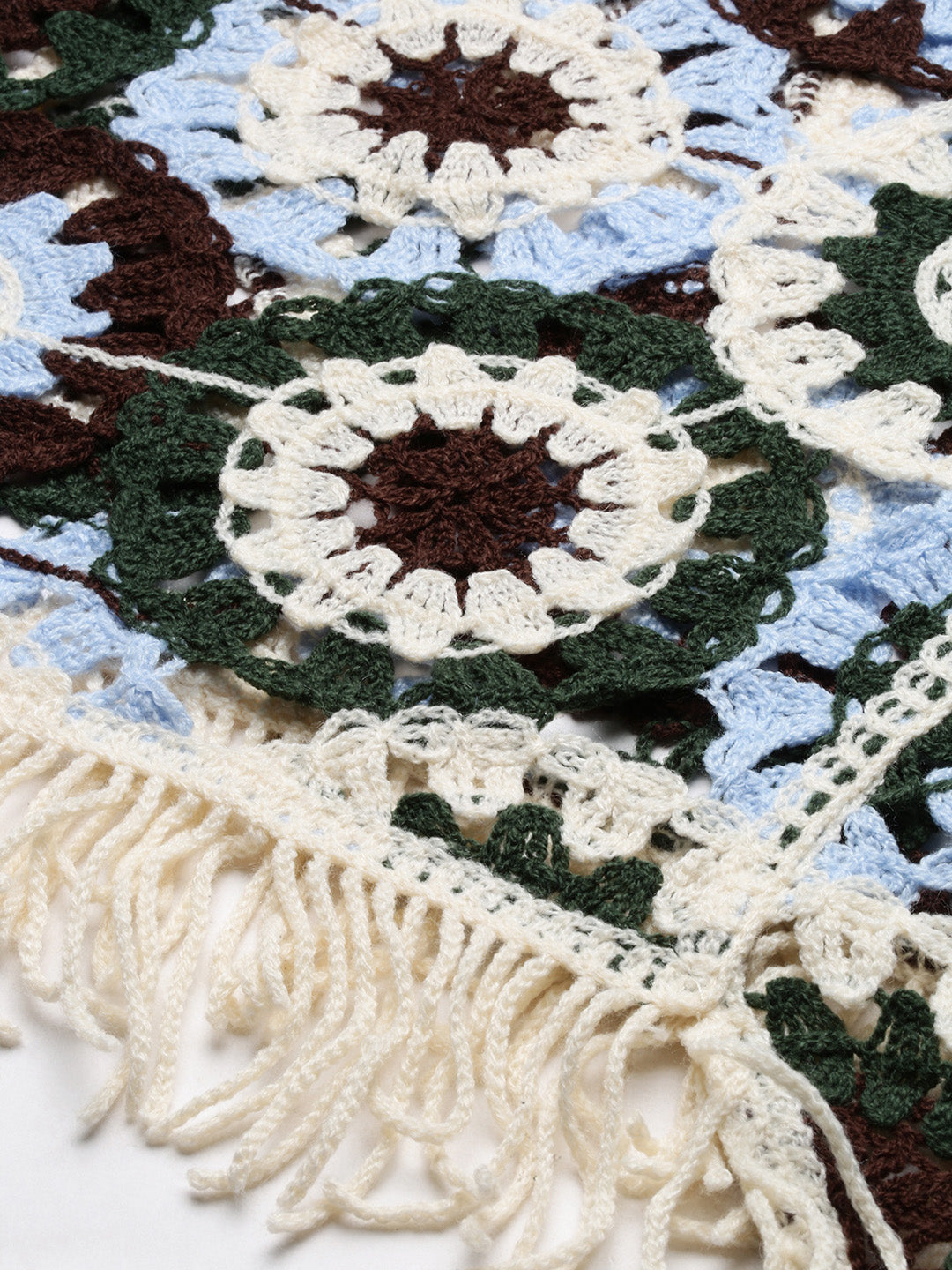 Women Self Design Blue Crochet Crop Top