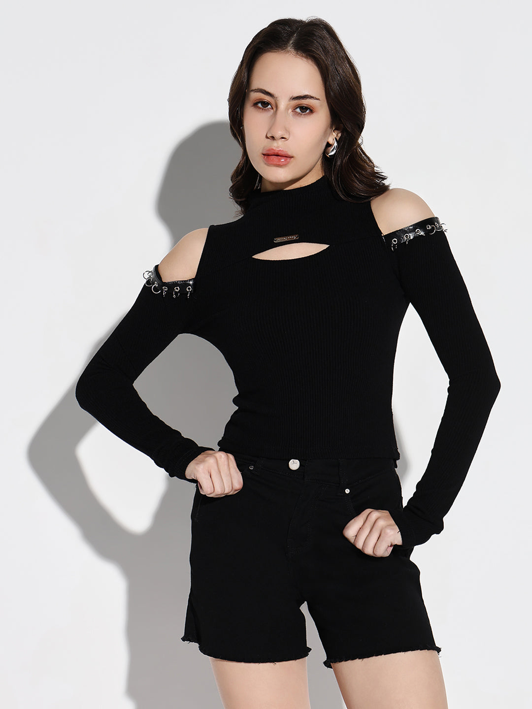 Women Black Solid Top