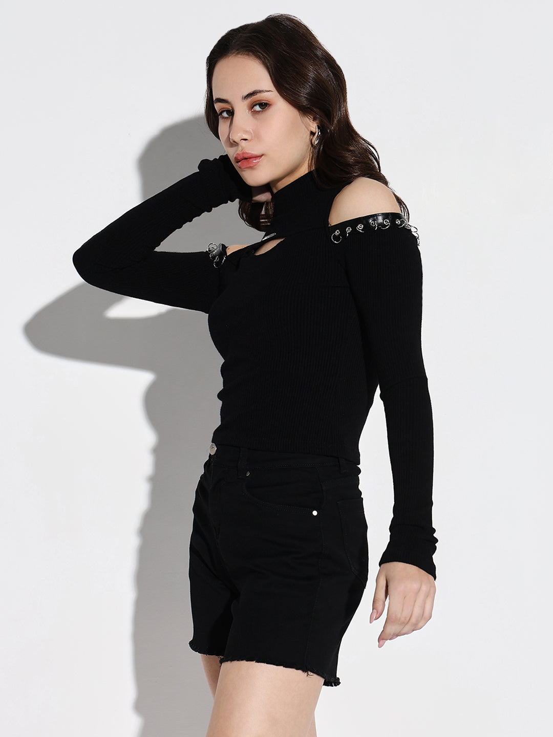 Women Black Solid Top