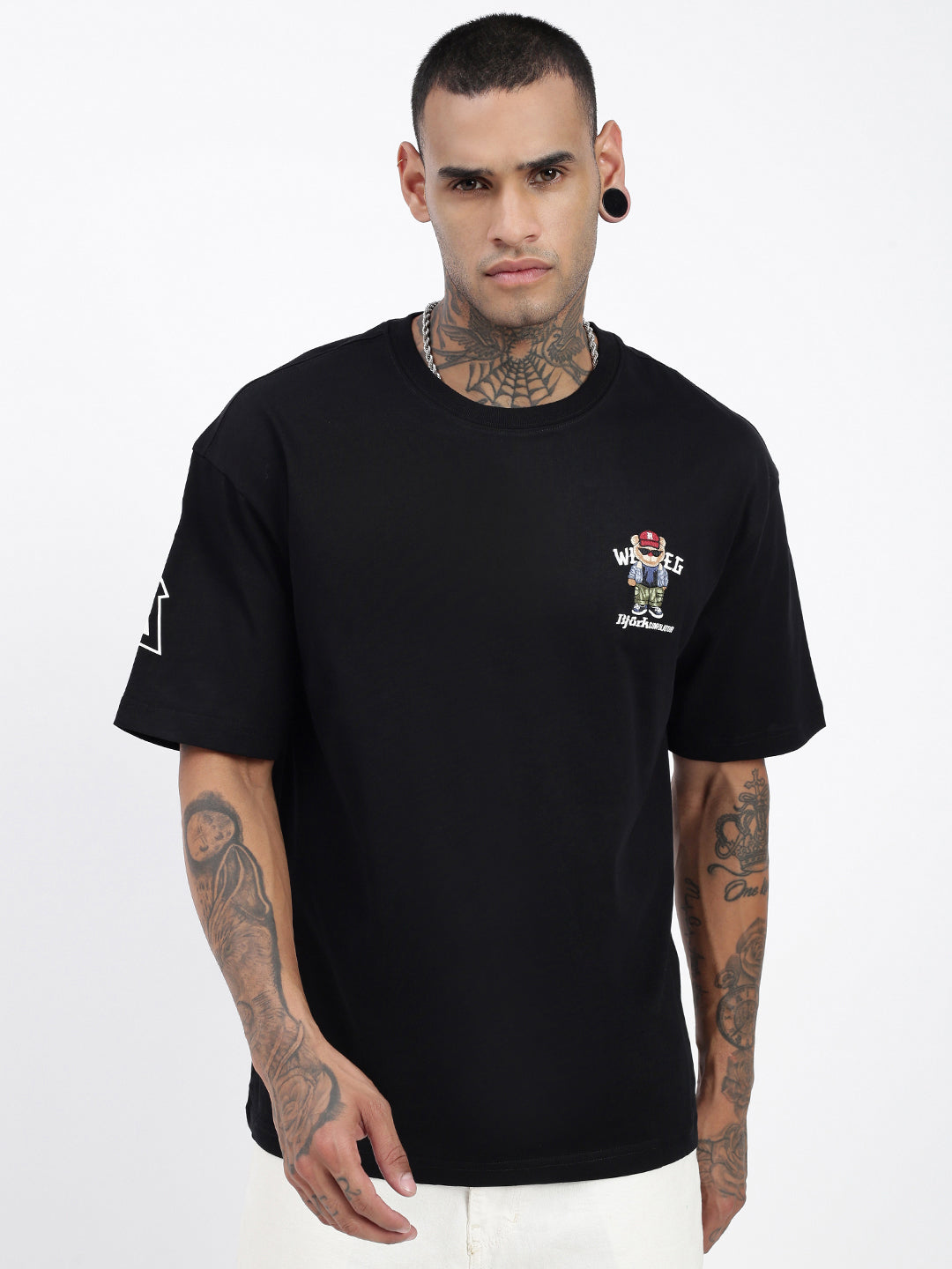 Men Graphic Black Relaxed Fit T Shirt