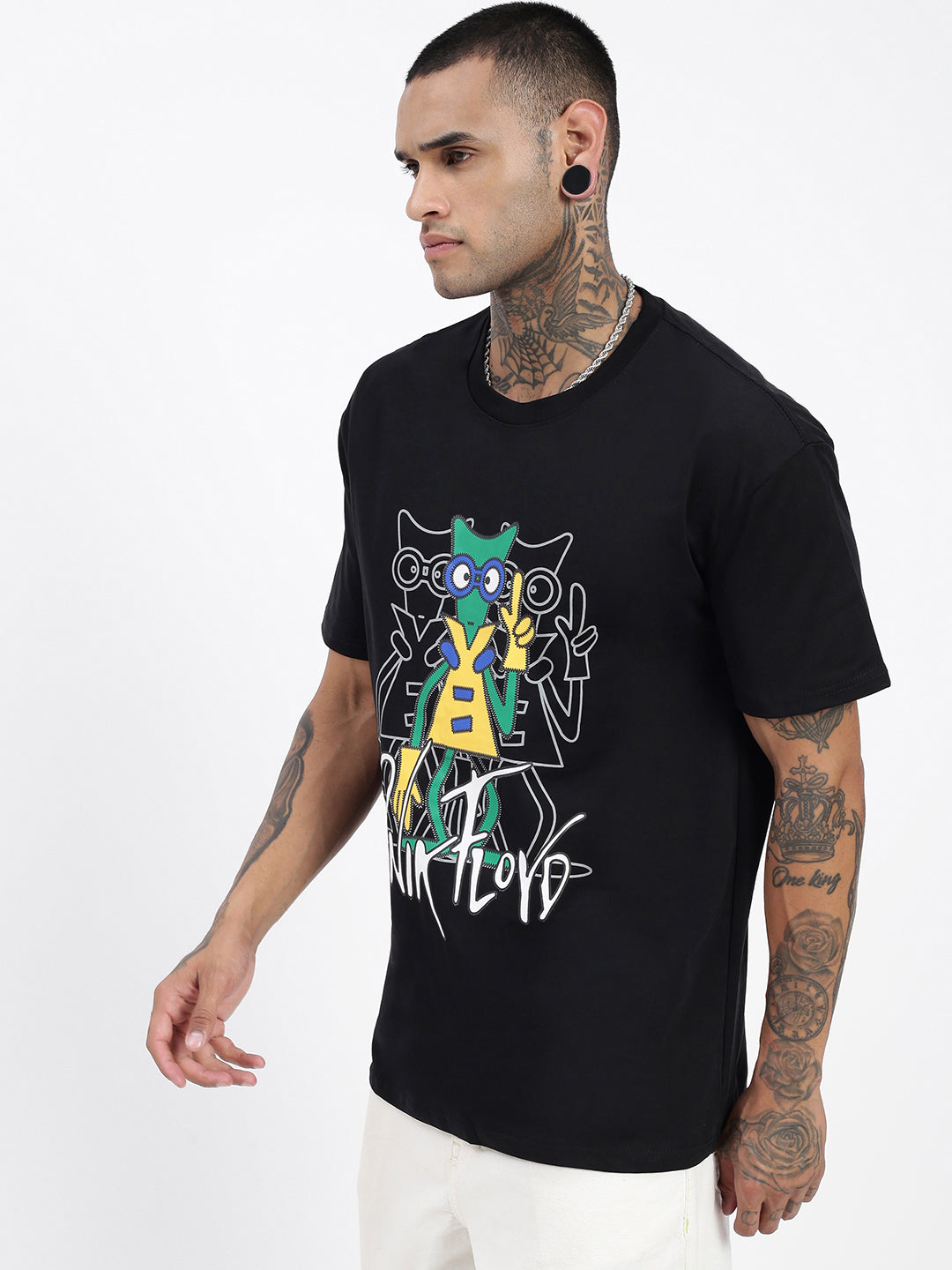 Men Graphic Black Relaxed Fit T Shirt