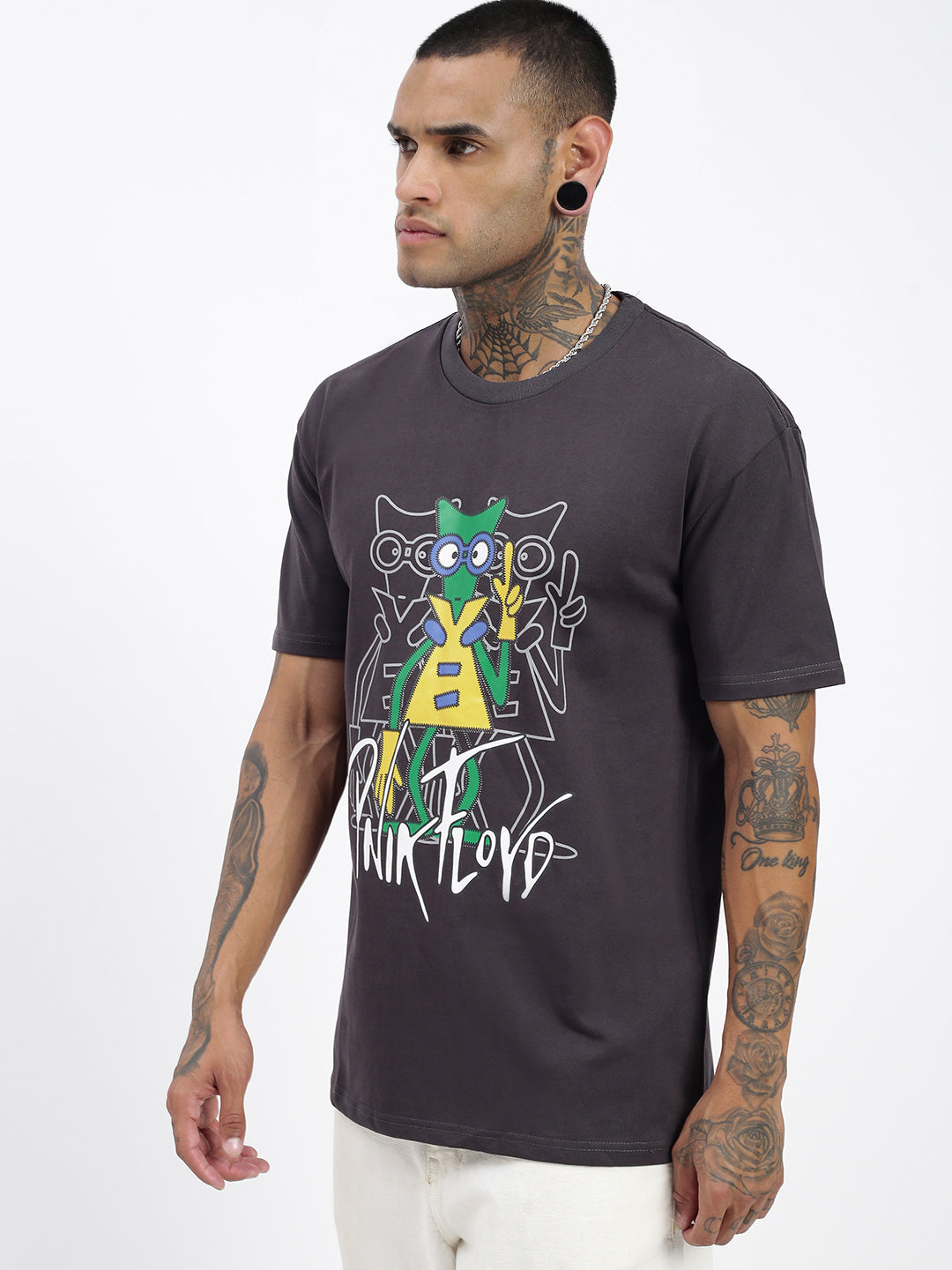 Men Graphic Grey Relaxed Fit T Shirt