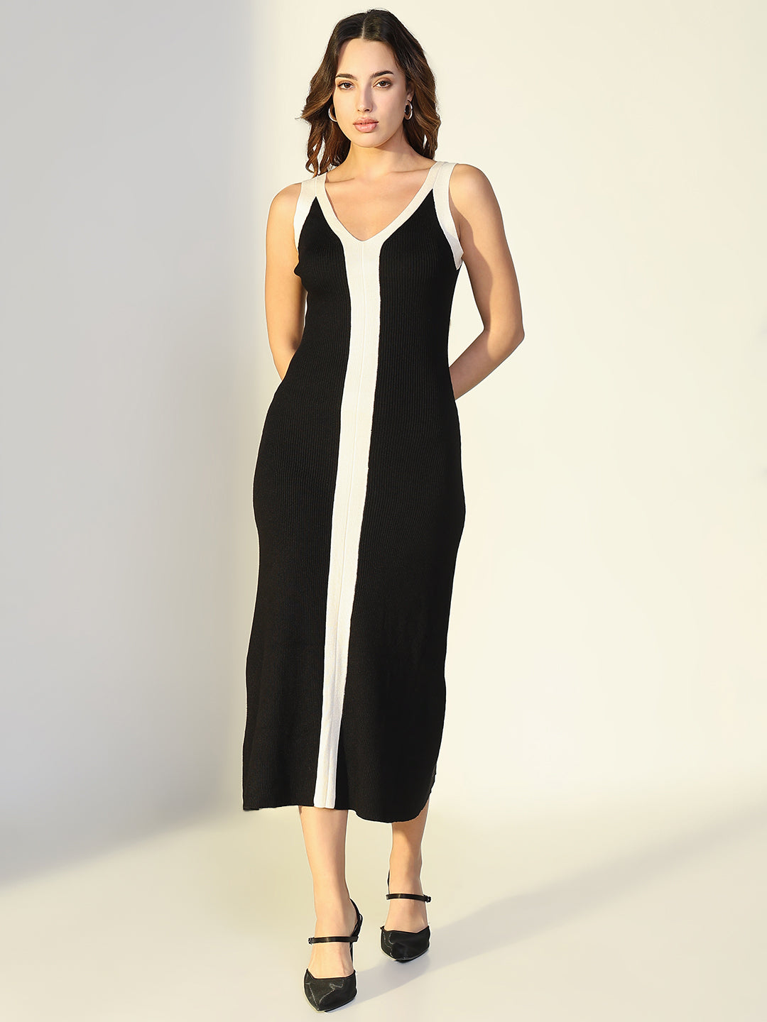 Women Black Solid A Line Dress