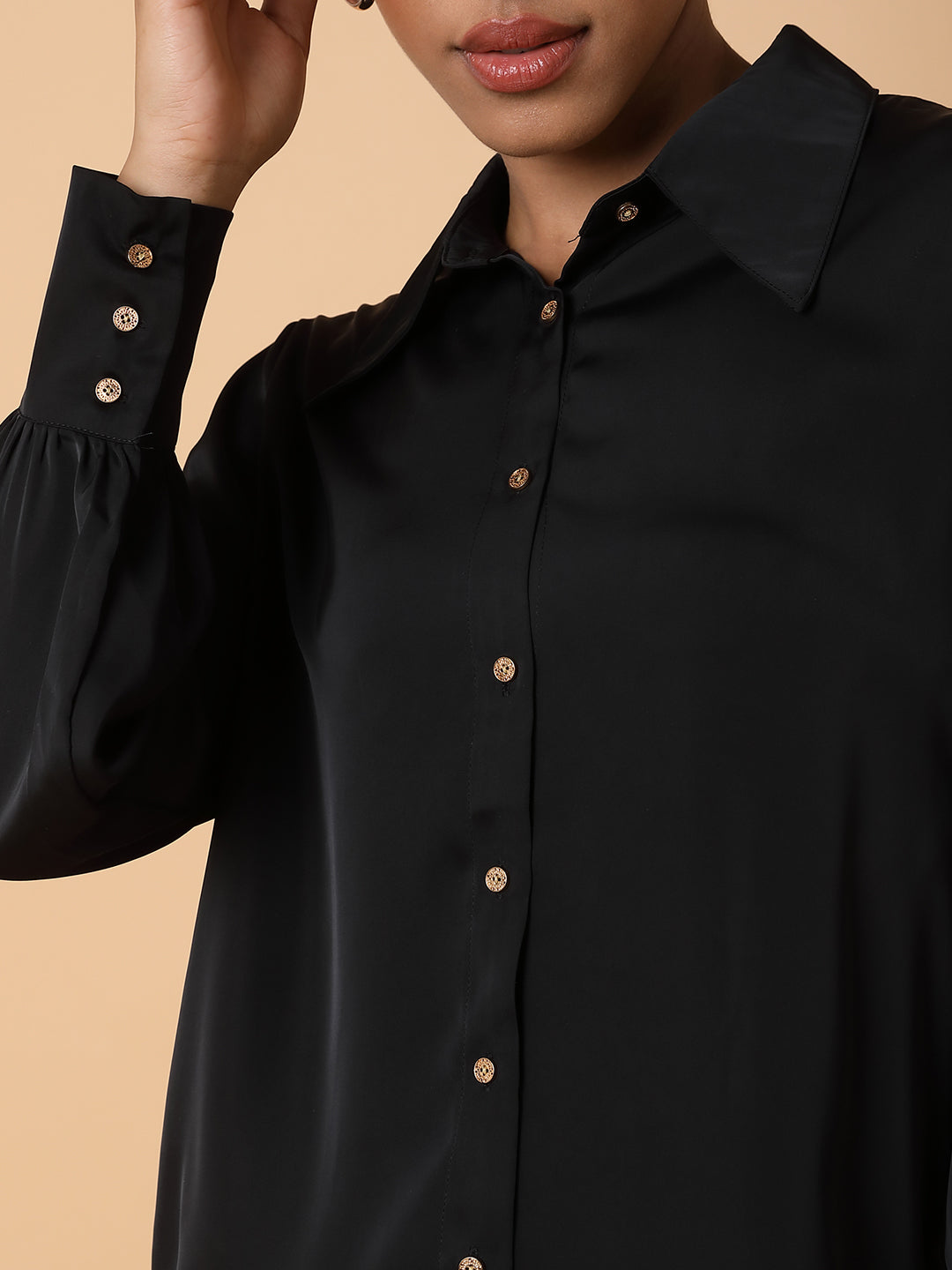 Women Solid Black Shirt