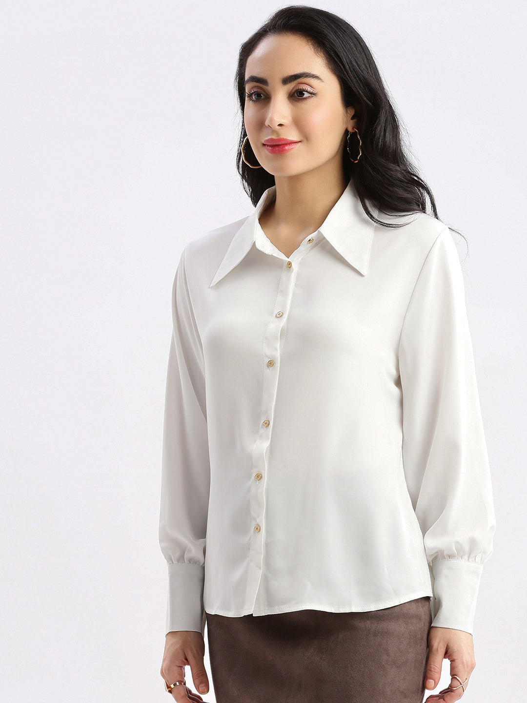 Women Solid White Shirt