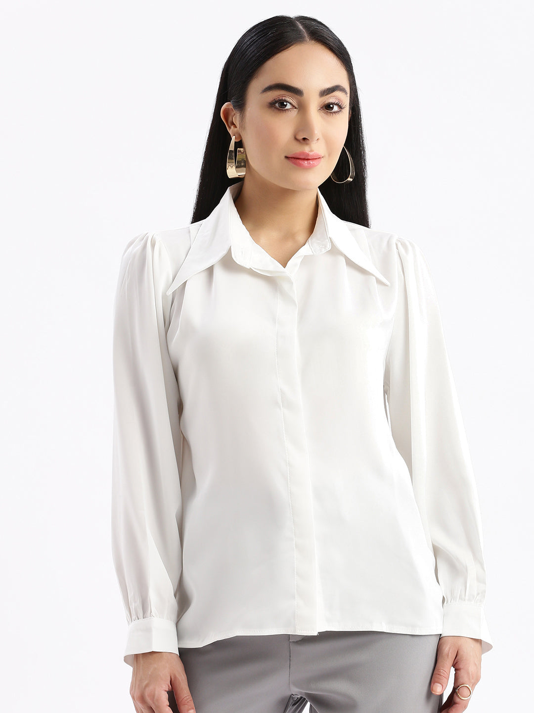 Women Solid White Shirt