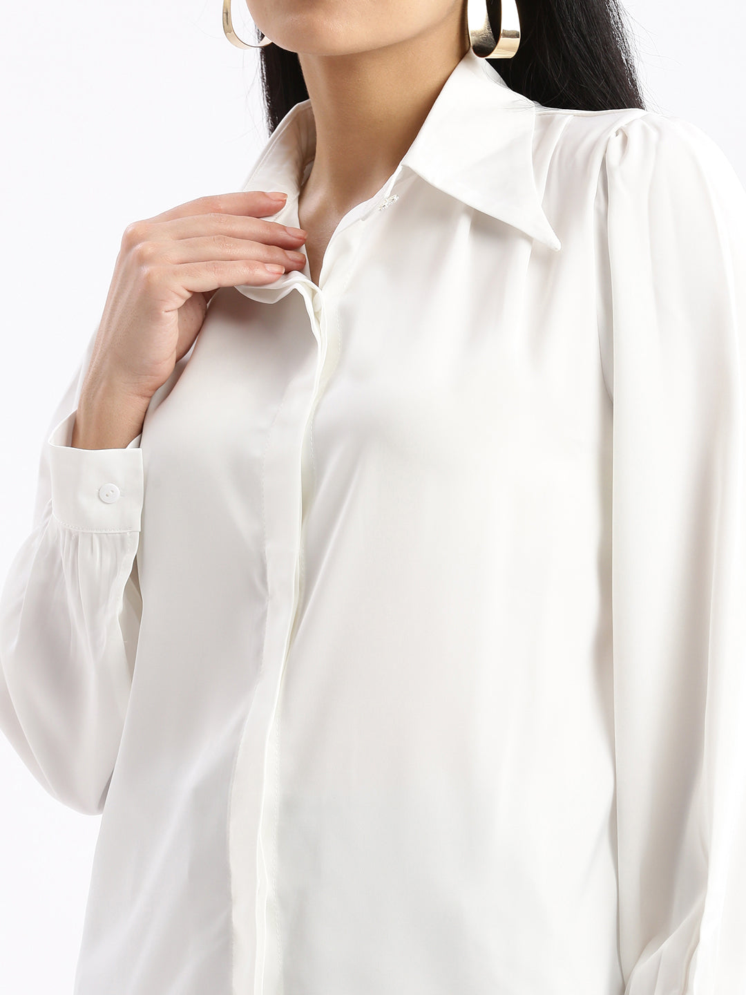Women Solid White Shirt