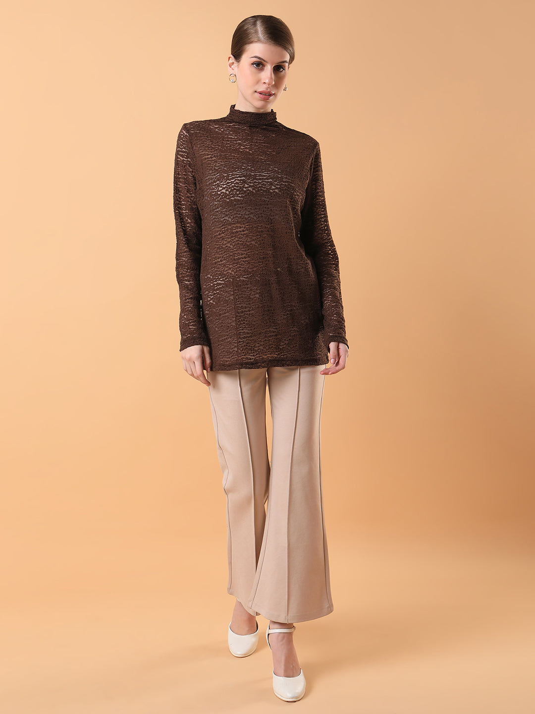 Women Solid Brown Top