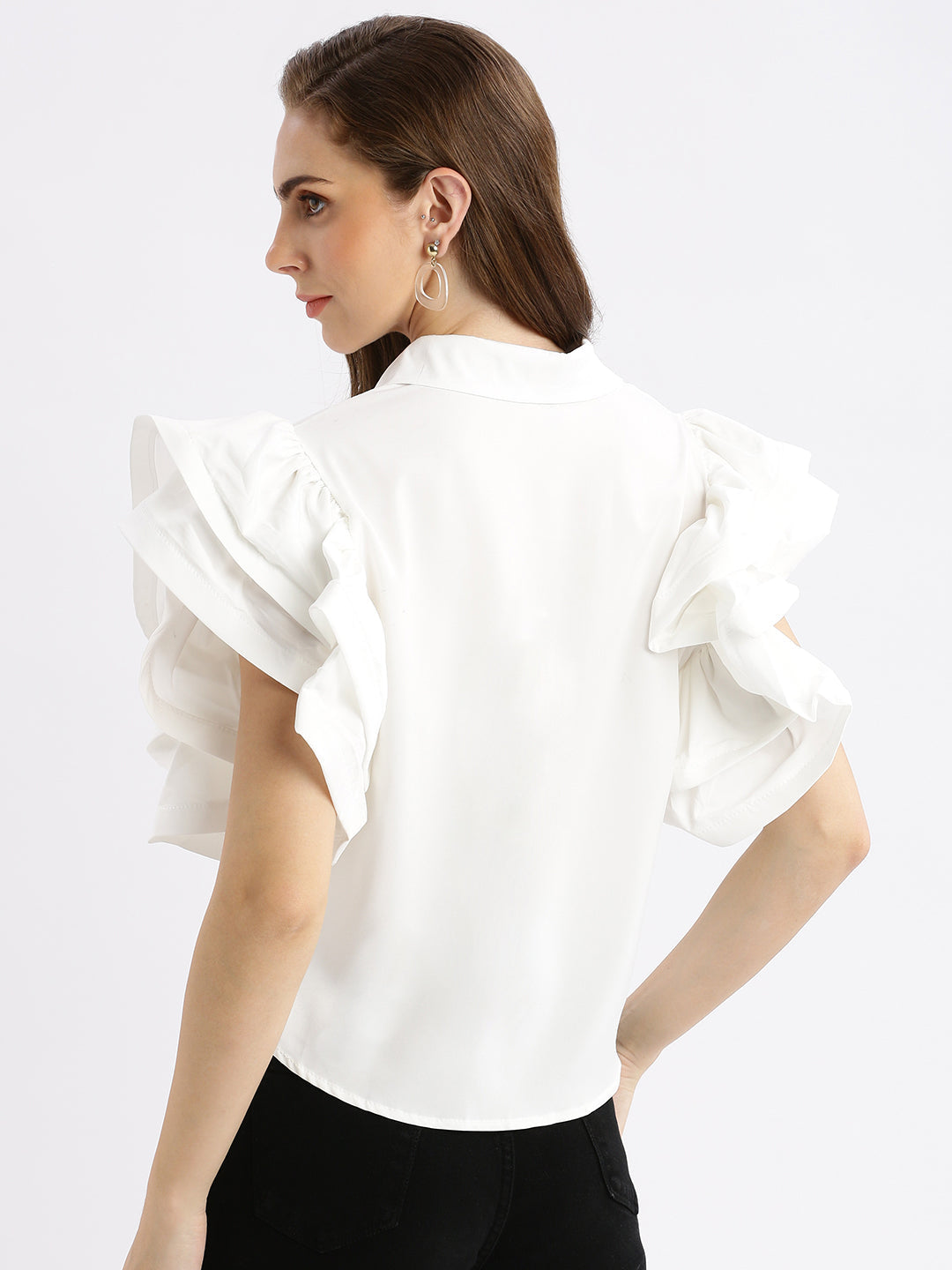 Women Solid White Top