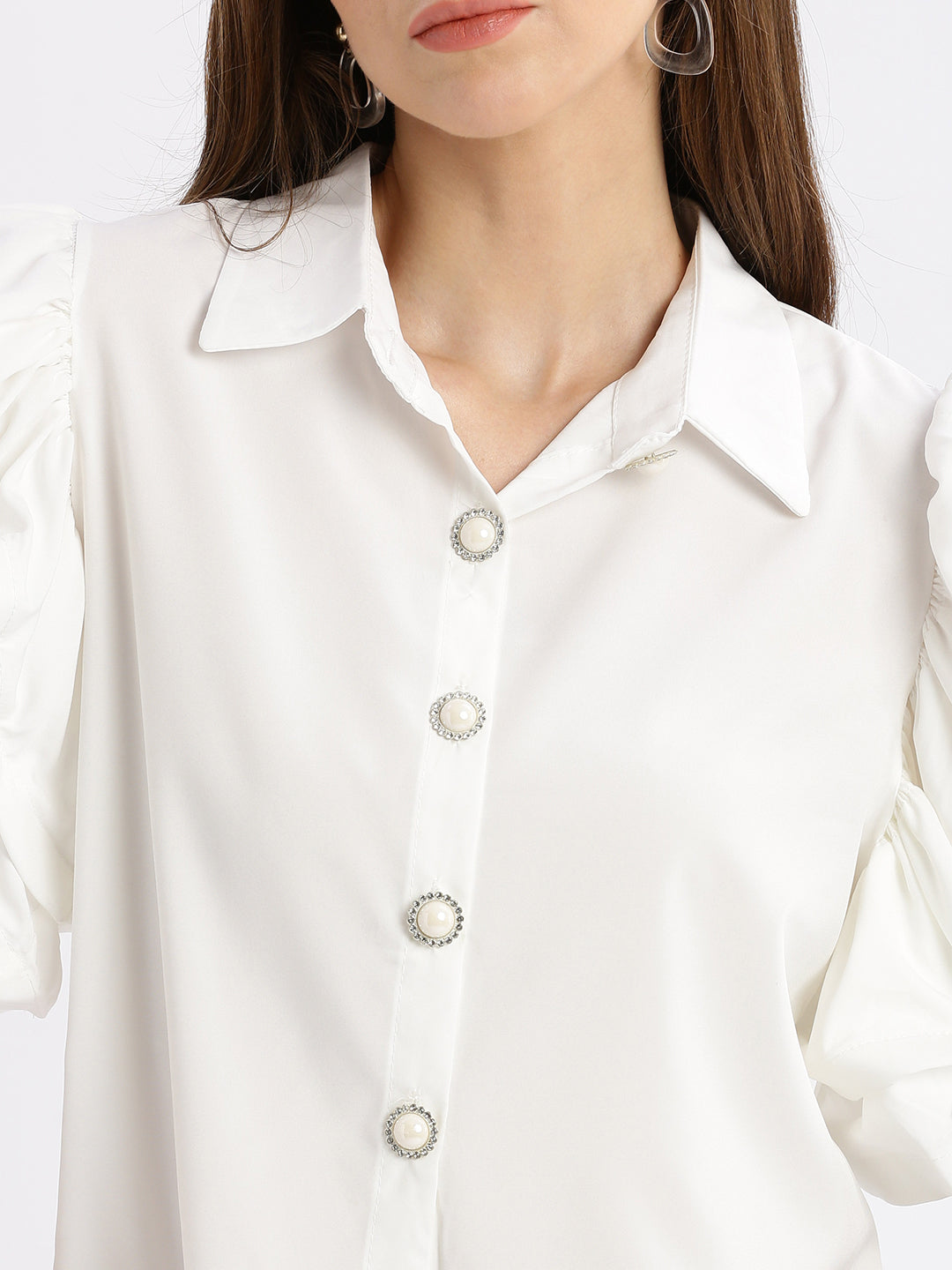 Women Solid White Top