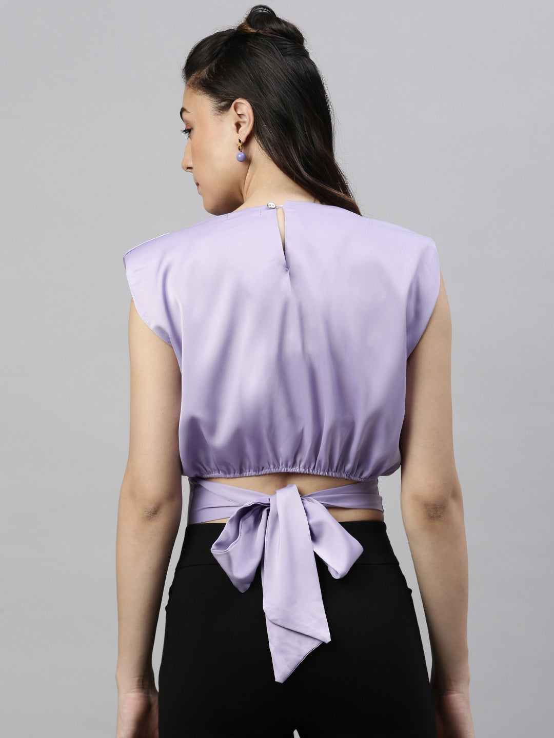 Women Solid Lavender Top