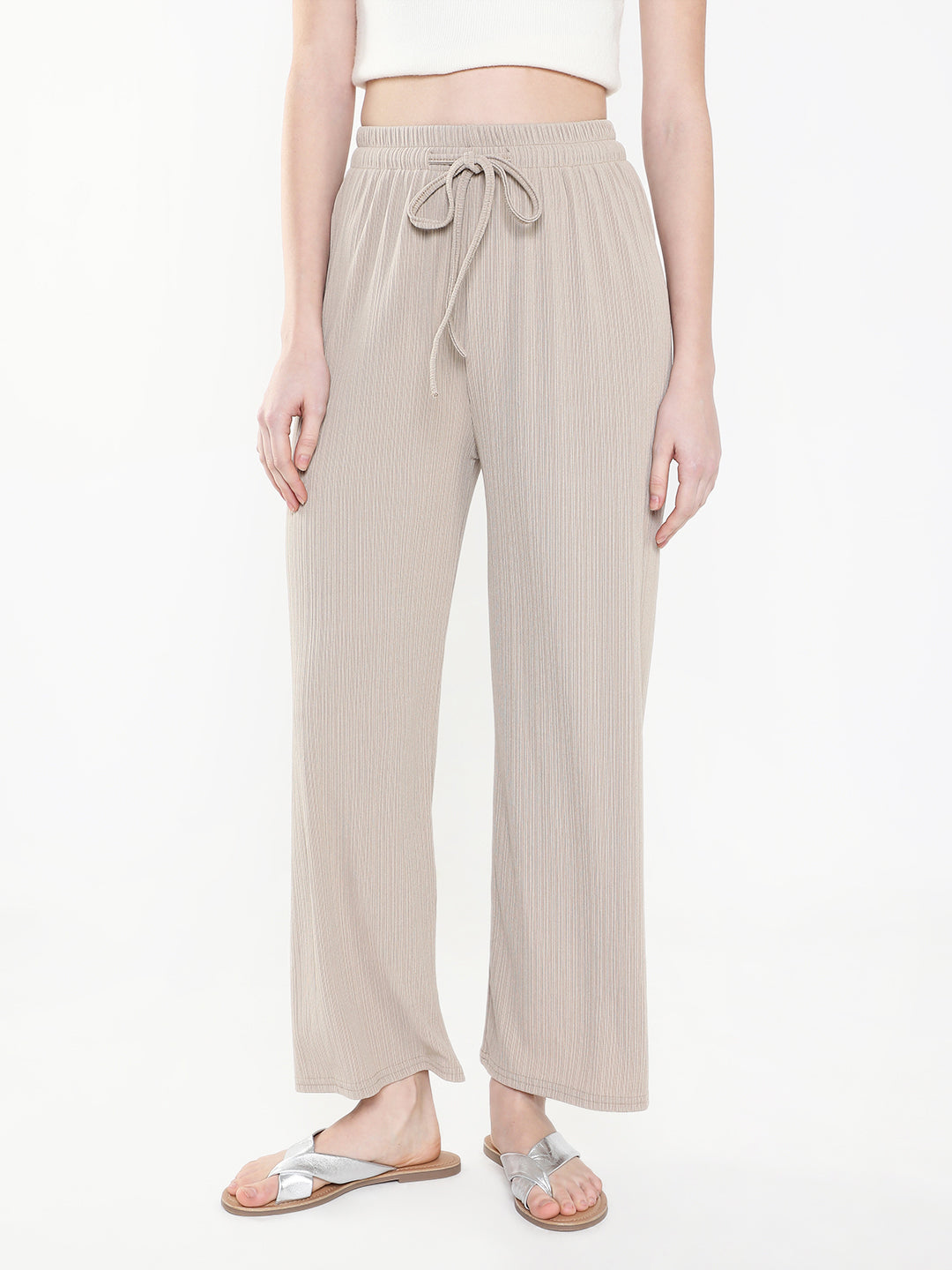 Women Solid Beige Trouser