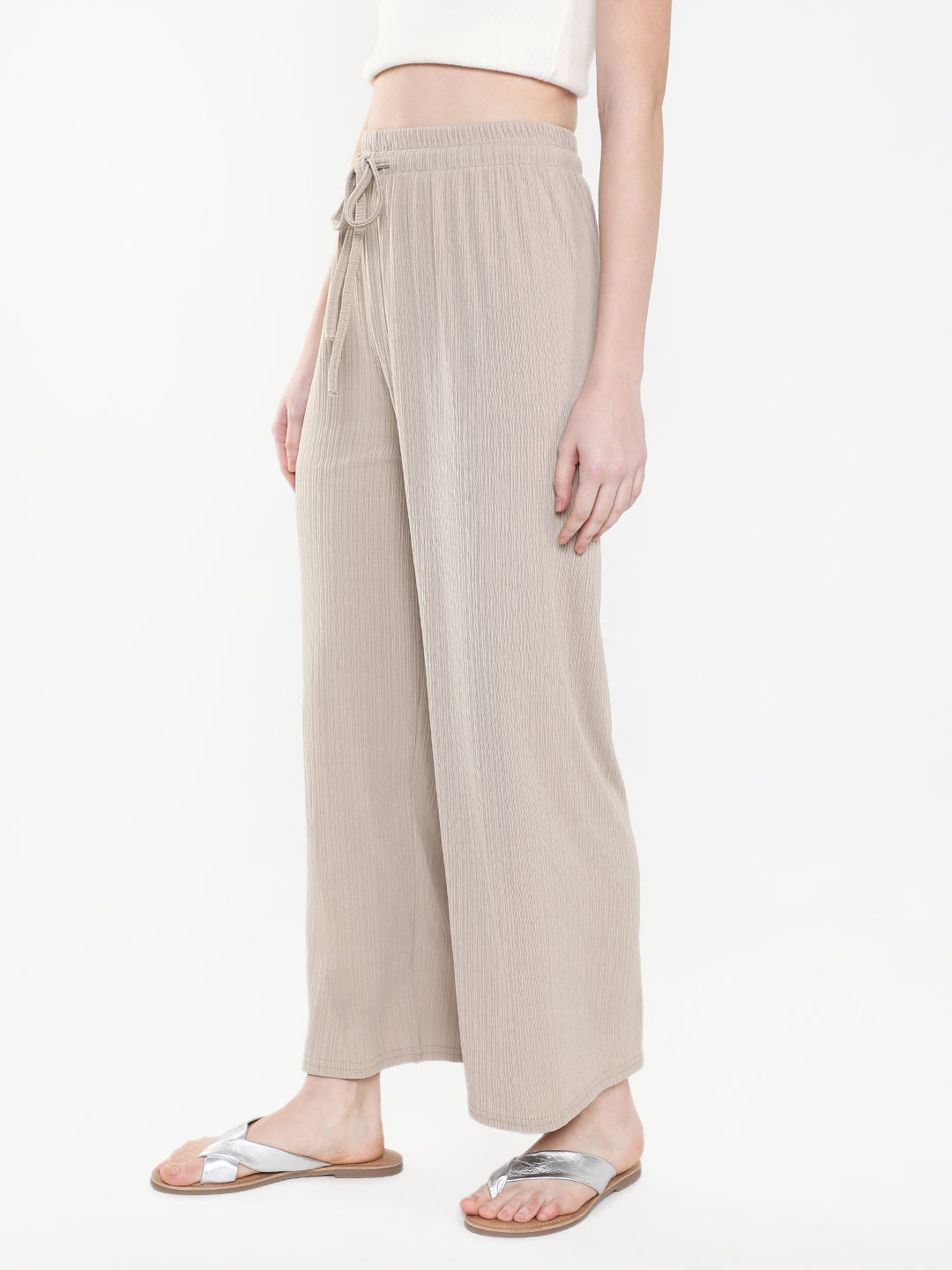 Women Solid Beige Trouser