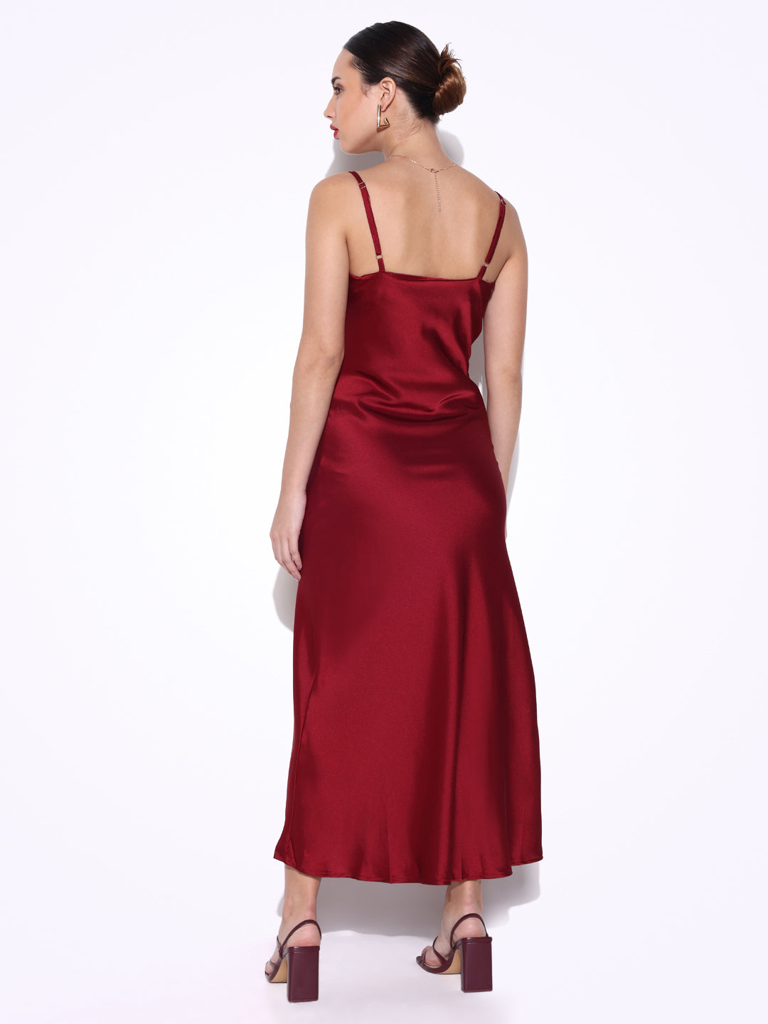 Women Solid Maroon Bodycon Dress