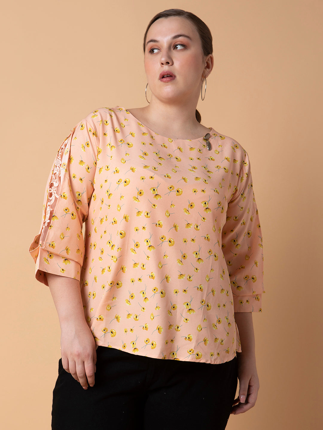 Women Floral Peach Top