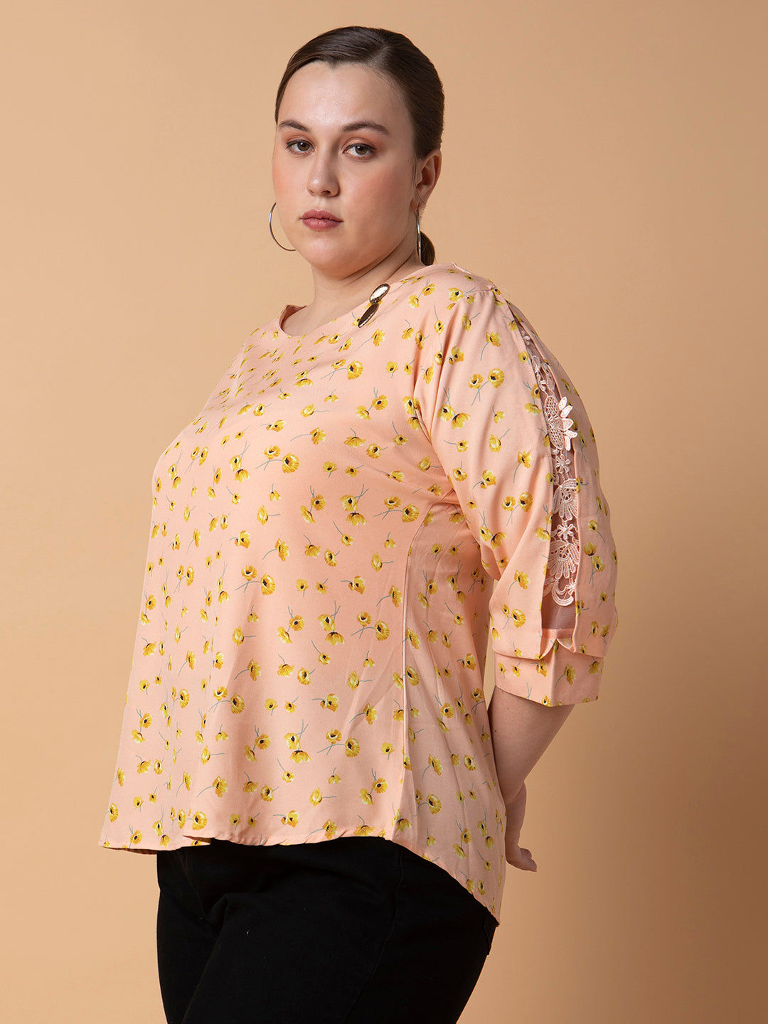 Women Floral Peach Top