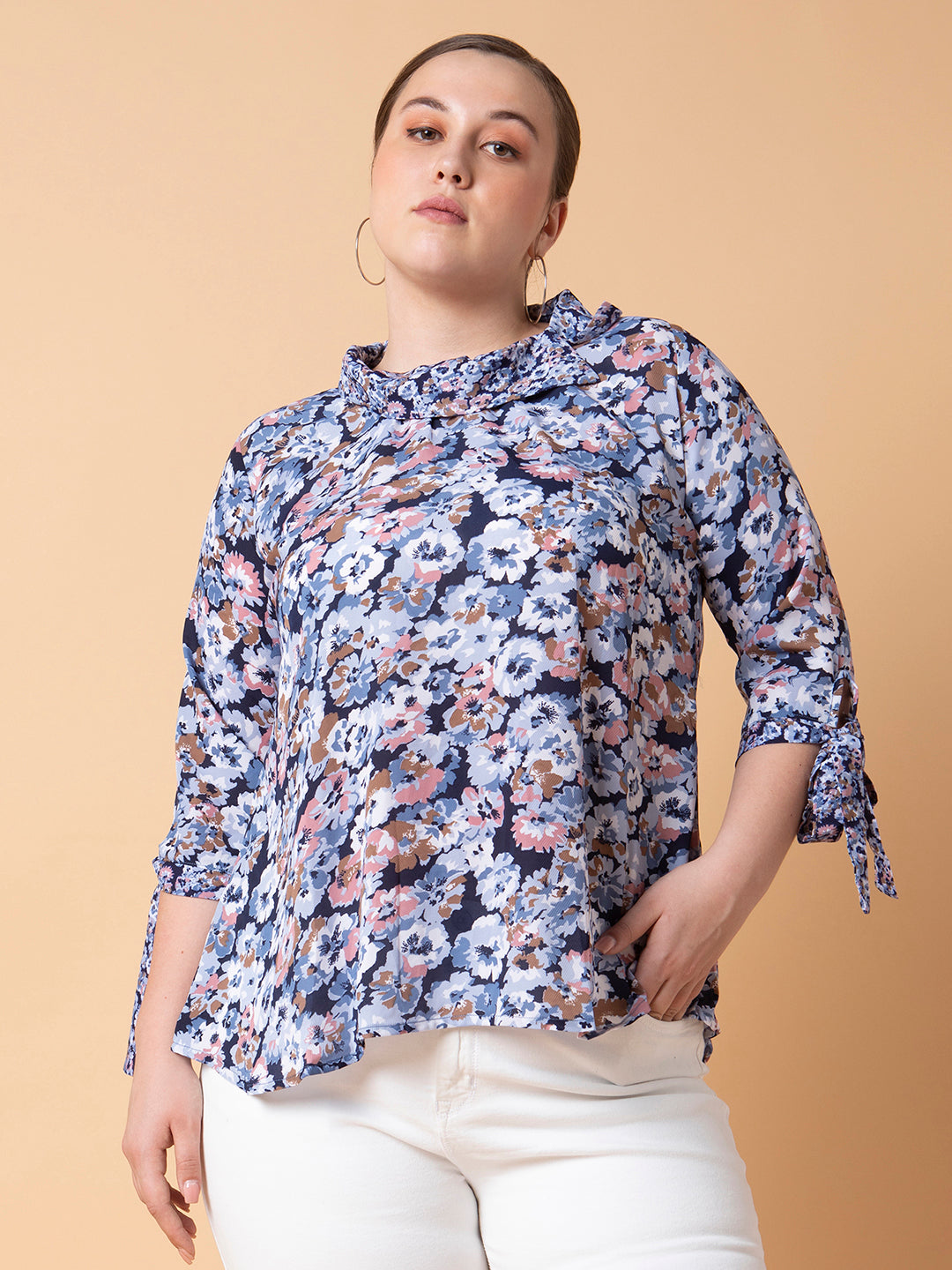 Women Floral Blue Top