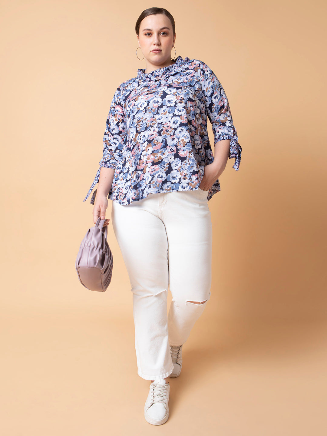 Women Floral Blue Top