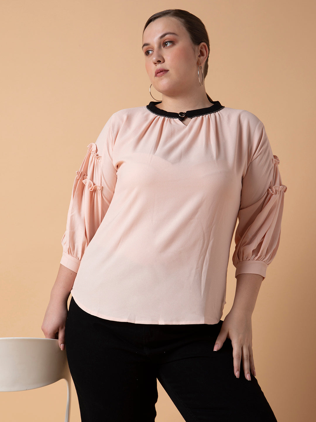 Women Solid Peach Top