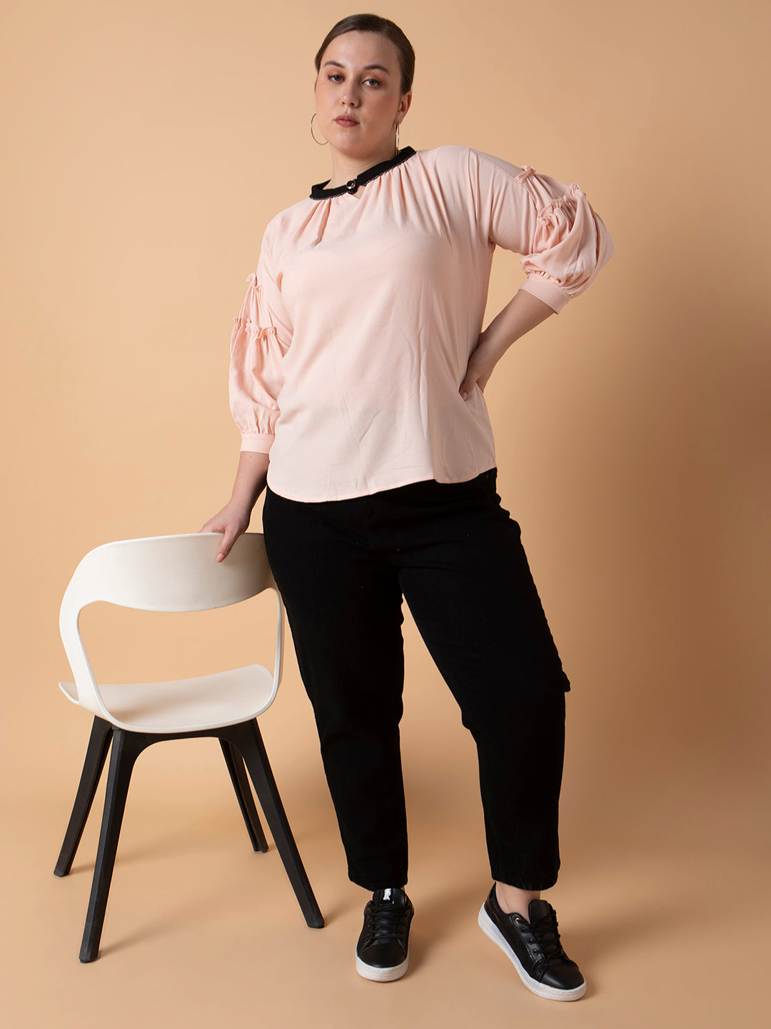 Women Solid Peach Top