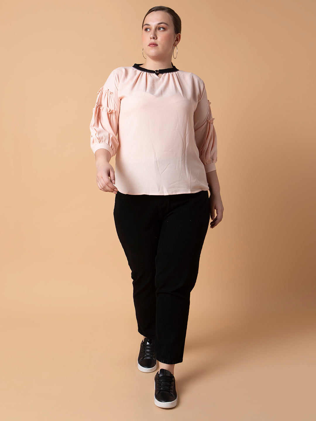 Women Solid Peach Top