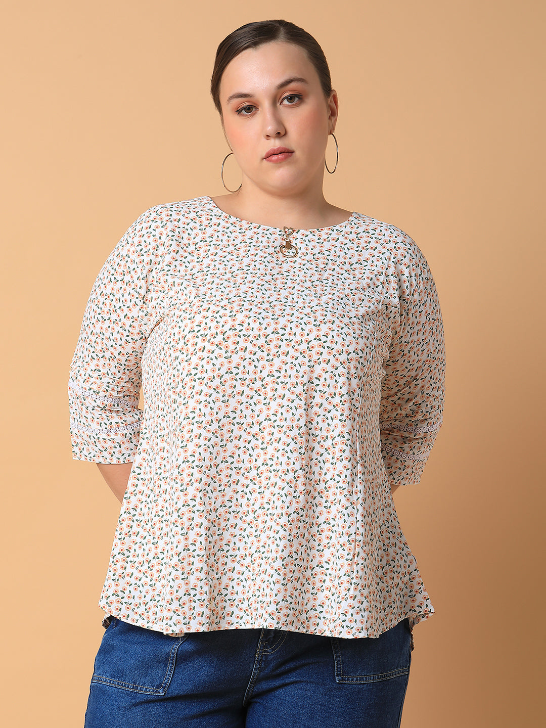 Women Floral White Top