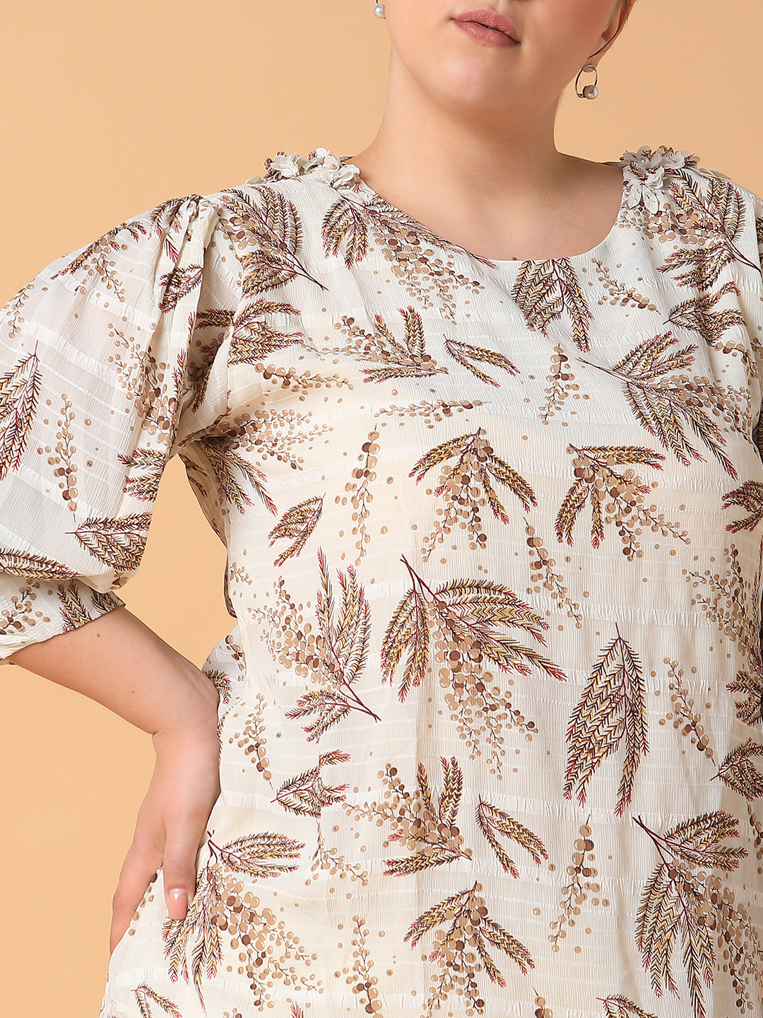 Women Floral Cream Top